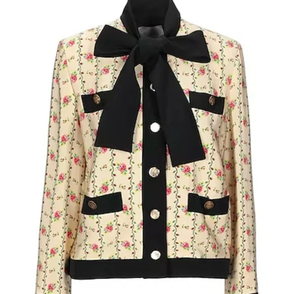 Gucci | Jackets & Coats | Nwt Gucci Silk Marocain Jacket With Rose